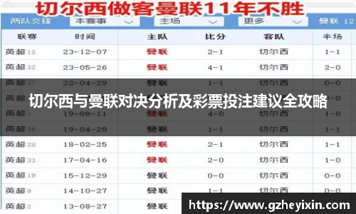 切尔西与曼联对决分析及彩票投注建议全攻略